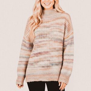 Topshop Y2K Space Dye rainbow  Chunky Knit Turtleneck Sweater – XS NWT